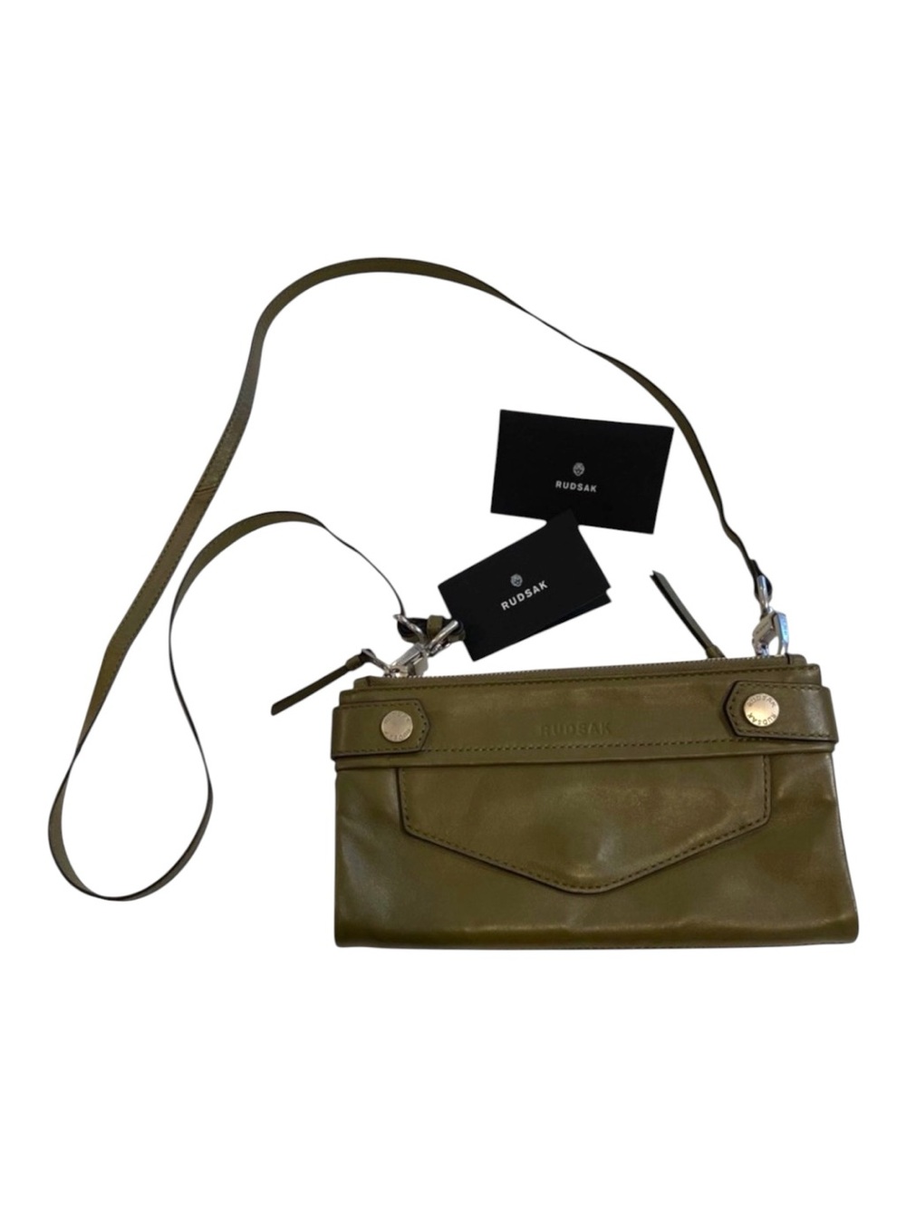 Rudsak mini bag dark green genuine leather crossbody/removable strap many pocket